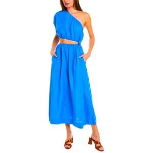 Farm Rio
One-Shoulder Cutout Linen Blend Dress